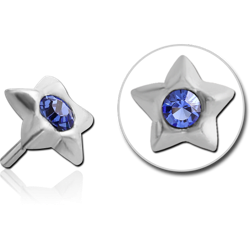 STERLING 925 SILVER JEWELED STAR ATTACHMENT FOR POLYMER NOSE STUDS