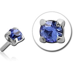 STERLING 925 SILVER PRONG SET SQUARE JEWELED ATTACHMENT FOR POLYMER NOSE STUDS