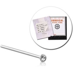 STERILE SURGICAL STEEL GRADE 316L PREMIUM CRYSTAL JEWELED STRAIGHT NOSE STUD 19MM