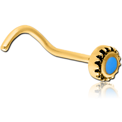 GOLD PVD COATED SURGICAL STEEL GRADE 316L ENAMEL CURVED NOSE STUD