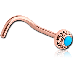 ROSE GOLD PVD COATED SURGICAL STEEL GRADE 316L CURVED NOSE STUD