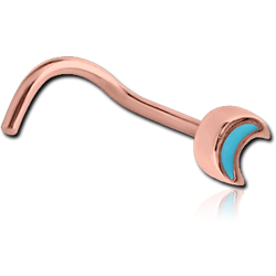 ROSE GOLD PVD COATED SURGICAL STEEL GRADE 316L CURVED NOSE STUD - CRESCENT