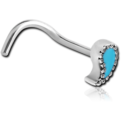 SURGICAL STEEL GRADE 316L CURVED NOSE STUD - WATER DROP