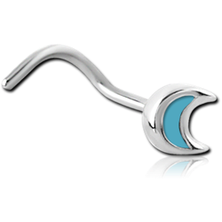 SURGICAL STEEL GRADE 316L CURVED NOSE STUD - CRESENT