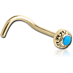 ZIRCON GOLD PVD COATED SURGICAL STEEL GRADE 316L CURVED NOSE STUD