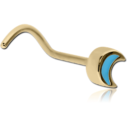 ZIRCON GOLD PVD COATED SURGICAL STEEL GRADE 316L CURVED NOSE STUD