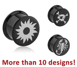 BLACK PVD COATED SURGICAL STEEL GRADE 316L LASER ETCHED BOX PLUG