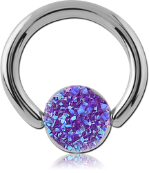 SURGICAL STEEL GRADE 316L DRUZY RESIN BALL CLOSURE RING
