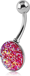 SURGICAL STEEL GRADE 316L DRUZY RESIN CUP NAVEL BANANA