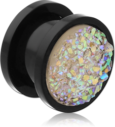 POLYMER DRUSY CLEAR RESIN PICTURE THREADED TUNNEL
