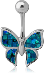 SURGICAL STEEL GRADE 316L ORGANIC SYNTHETIC MOTHER OF PEARL MOSAIC NAVEL BANANA