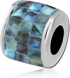 SURGICAL STEEL GRADE 316L ORGANIC SYNTHETIC MOTHER OF PEARL MOSAIC BEAD - TUBE