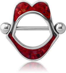 SURGICAL STEEL GRADE 316L ORGANIC SYNTHETIC MOTHER OF PEARL MOSAIC NIPPLE SHIELD - MOUTH