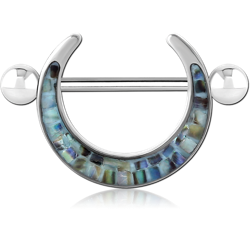 SURGICAL STEEL GRADE 316L SYNTHETIC MOTHER OF PEARL MOSAIC NIPPLE SHIELD
