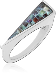 SURGICAL STEEL GRADE 316L SYNTHETIC MOTHER OF PEARL MOSAIC RING