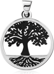 BLACK PVD COATED SURGICAL STEEL GRADE 316L PENDANT - TREE OF LIFE
