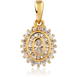 STERLING 925 SILVER GOLD PLATED 18K JEWELED PENDANT SPECIAL NEW DESIGN