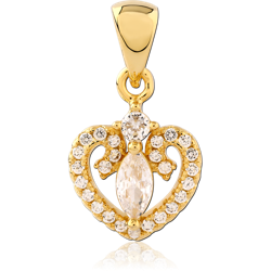 STERLING 925 SILVER GOLD PLATED 18K JEWELED PENDANT SPECIAL NEW DESIGN