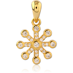 STERLING 925 SILVER GOLD PLATED 18K JEWELED PENDANT SPECIAL NEW DESIGN