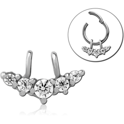 SURGICAL STEEL GRADE 316L SLIDING JEWELED CHARM FOR HINGED SEGMENT RING - FIVE CIRCLE