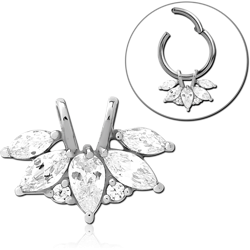 SURGICAL STEEL GRADE 316L SLIDING JEWELED CHARM FOR HINGED SEGMENT RING