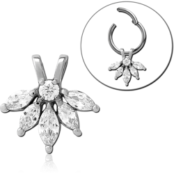 SURGICAL STEEL GRADE 316L SLIDING JEWELED CHARM FOR HINGED SEGMENT RING