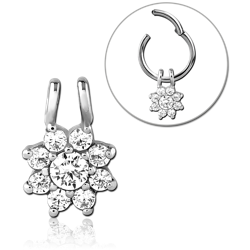 SURGICAL STEEL GRADE 316L SLIDING JEWELED CHARM FOR HINGED SEGMENT RING