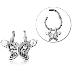 SURGICAL STEEL GRADE 316L SLIDING JEWELED CHARM FOR HINGED SEGMENT RING