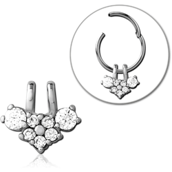 SURGICAL STEEL GRADE 316L SLIDING JEWELED CHARM FOR HINGED SEGMENT RING