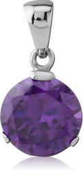 SURGICAL STEEL GRADE 316L JEWELED PENDANT - ROUND