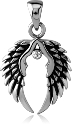 SURGICAL STEEL GRADE 316L JEWELED PENDANT - WINGS