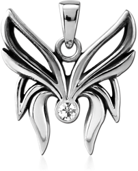 SURGICAL STEEL GRADE 316L JEWELED PENDANT - BUTTERFLY