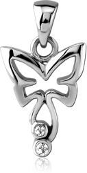 SURGICAL STEEL GRADE 316L JEWELED PENDANT - BUTTERFLY