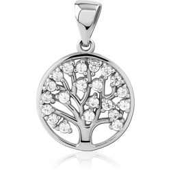 SURGICAL STEEL GRADE 316L JEWELED PENDANT-TREE