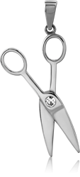 SURGICAL STEEL GRADE 316L JEWELED PENDANT - SCISSORS