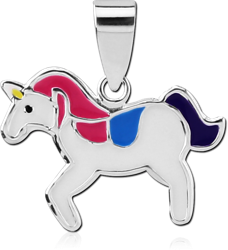 STERLING 925 SILVER PENDANT WITH ENAMEL - UNICORN