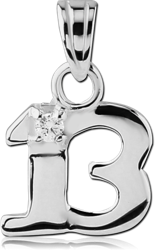 STERLING 925 SILVER JEWELED PENDENT - THIRTEEN