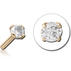 14 KARAT GOLD YELLOW PRONG SET 2MM JEWELED PUSH FIT ATTACHMENT FOR POLYMER INTERNAL LABRET