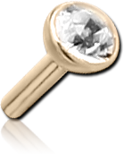 14 KARAT GOLD YELLOW BEZEL SET PREMIUM CRYSTAL JEWELED PUSH FIT ATTACHMENT FOR POLYMER INTERNAL LABRET