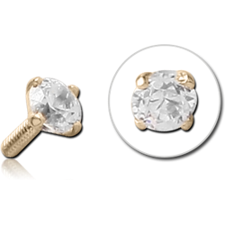 14 KARAT GOLD YELLOW 2.5MM PRONG SET JEWELED PUSH FIT ATTACHMENT FOR POLYMER INTERNAL LABRET