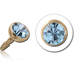 18 KARAT GOLD YELLOW 2.75MM PREMIUM CRYSTAL JEWELED PUSH FIT ATTACHMENT FOR POLYMER INTERNAL LABRET