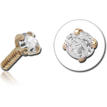 18 KARAT GOLD YELLOW 1.75MM PRONG SET JEWELED PUSH FIT ATTACHMENT FOR POLYMER INTERNAL LABRET