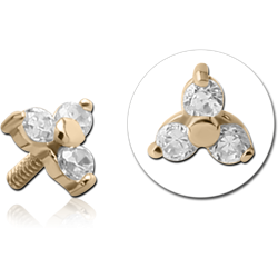 18 KARAT GOLD YELLOW CLUB JEWELED PUSH FIT ATTACHMENT FOR POLYMER INTERNAL LABRET