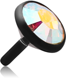 BLACK PVD COATED SURGICAL STEEL GRADE 316L PREMIUM CRYSTAL JEWELED DISC FOR POLYMER INTERNAL LABRET