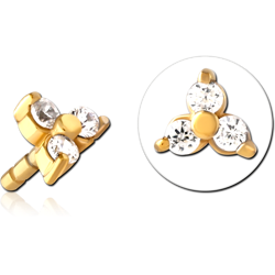 GOLD PVD COATED SURGICAL STEEL GRADE 316L JEWELED PUSH FIT ATTACHMENT FOR BIOFLEX INTERNAL LABRET