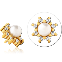 GOLD PVD COATED SURGICAL STEEL GRADE 316L JEWELED PUSH FIT ATTACHMENT FOR BIOFLEX INTERNAL LABRET