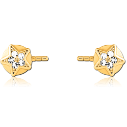 GOLD PVD COATED SURGICAL STEEL GRADE 316L PUSH FIT JEWELED ATTACHMENT FOR BIOFLEX INTERNAL NIPPLE SHIELD