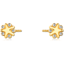 GOLD PVD COATED SURGICAL STEEL GRADE 316L PUSH FIT JEWELED ATTACHMENT FOR BIOFLEX INTERNAL NIPPLE SHIELD