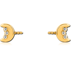 GOLD PVD COATED SURGICAL STEEL GRADE 316L PUSH FIT JEWELED ATTACHMENT FOR BIOFLEX INTERNAL NIPPLE SHIELD