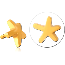 GOLD PVD COATED SURGICAL STEEL GRADE 316L PUSH FIT ATTACHMENT FOR BIOFLEX INTERNAL LABRET - STARFISH